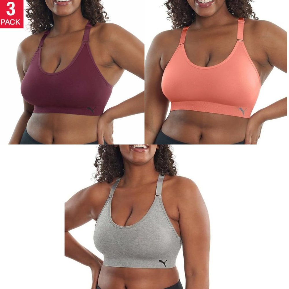 NEW!!! Puma Women's 3-Pack Performance Seamless Sports Bra
